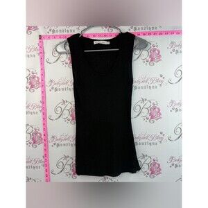 Melanie Lyne tank top black stretchy Ribbed Scoop Neck Tank Top Black